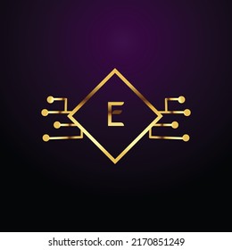 Premium luxury Vector elegant gold and  font Letter E Template for company logo with monogram element 3d Design
