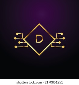 Premium luxury Vector elegant gold and  font Letter D Template for company logo with monogram element 3d Design