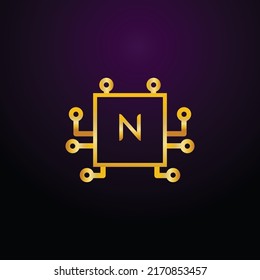 Premium luxury Vector elegant gold and  font Letter N Template for company logo with monogram element 3d Design