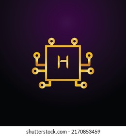 Premium luxury Vector elegant gold and  font Letter H Template for company logo with monogram element 3d Design