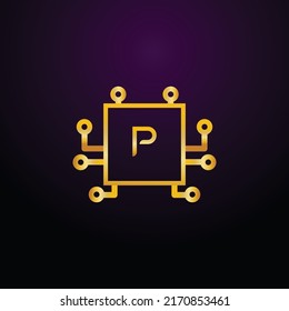 Premium luxury Vector elegant gold and  font Letter P Template for company logo with monogram element 3d Design