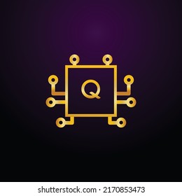 Premium luxury Vector elegant gold and  font Letter Q Template for company logo with monogram element 3d Design