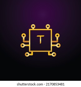 Premium luxury Vector elegant gold and  font Letter T Template for company logo with monogram element 3d Design