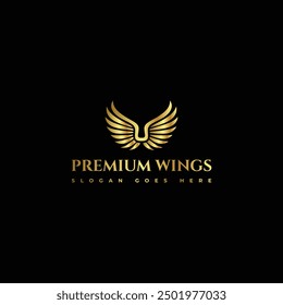 Logotipo de Premium y alas de lujo