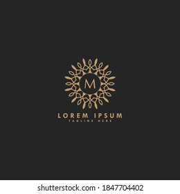 Premium M logo icon vector graphic branding elements. Luxury jewelry frame gem edge logotype.