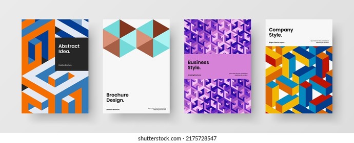 Premium magazine cover A4 vector design illustration composition. Clean geometric pattern banner layout set.