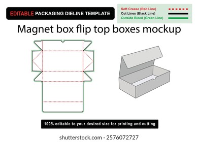 Premium magnet box flip top boxes mockup dieline for creative packaging solutions, flip top box, packaging mockup, box design, product packaging, dieline template, custom dieline, box layout