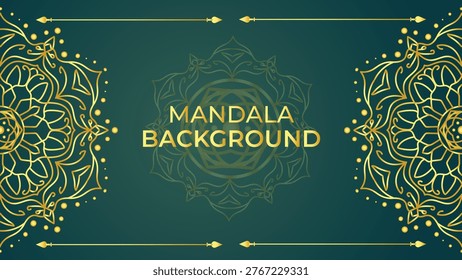 Premium mandala background with gold intricate pattern, decorative ornament style, and dark elegant backdrop for luxury branding