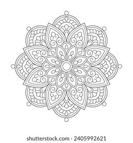 Premium Mandala Flower Design coloring book page vector file