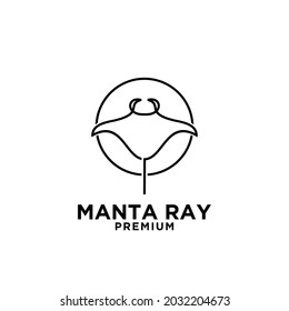 Premium manta ray vector black line logo design isolated white background