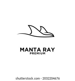 Premium manta ray vector black line logo design isolated white background