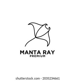 Premium manta ray vector black line logo design isolated white background