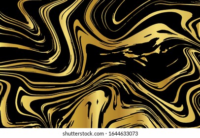 Premium marble line , abstract art deco gradation Amber gold on a black and gold background. card. Poster. elements design for presentation.