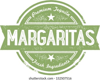 Premium Margaritas Cocktail Bar Menu Stamp