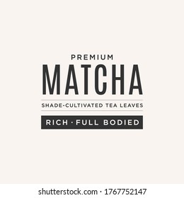 Fondo de la iluminación del vector de la etiqueta de logotipo de té verde premium Matcha