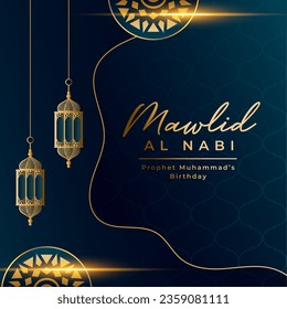 premium mawlid al nabi islamic greeting vector design