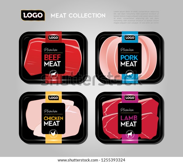 Premium Meat Package Design Collection Beef Stock Vector (Royalty Free ...