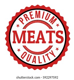 Premium meats grunge rubber stamp on white background, vector illustration