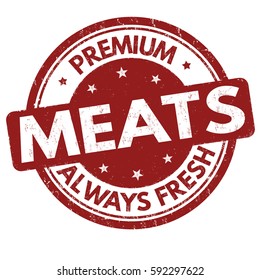 Premium meats grunge rubber stamp on white background, vector illustration