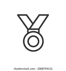 Icono de línea de medallas premium para aplicación, web y interfaz de usuario. Signo de trazo vectorial aislado en un fondo blanco. Icono de contorno de medalla en estilo de moda.