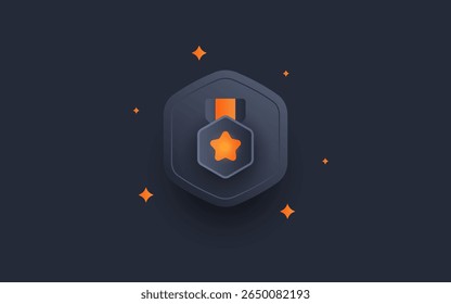 Premium medal star icon badge. Suitable for Creator applications or websites.