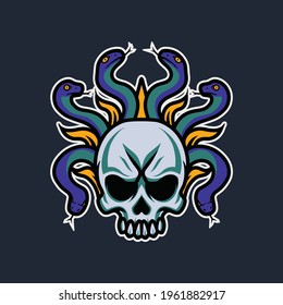 
Premium Medusa Skull mascot esport illustration