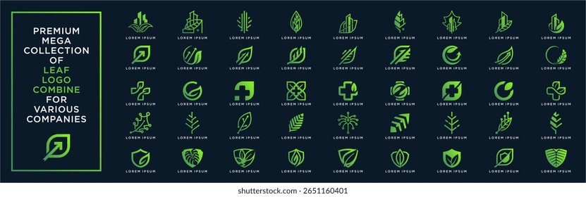 Premium mega colección de logotipo de hoja se combinan para varias empresas