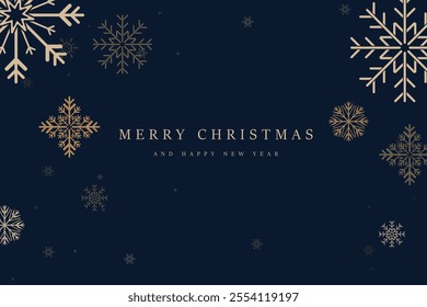 A premium Merry christmas concepts for banner, card, backdrop luxury design art decoration for greeting card template. Luxury snow flakes post card frame on blue background