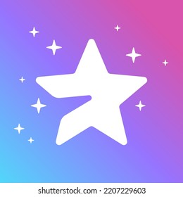 Premium messenger account icon. Guaranteed and approved profile sign. Flying star badge achivement. Top-rated page logo. Profile with subscription. Reliable person in internet. Vector illustration.