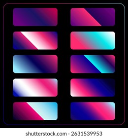 Premium metallic blue pink purple gradients set vector