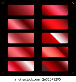 Premium metallic red gradients set vector