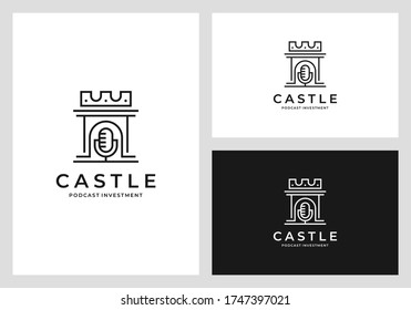 Premium microphone / castle vector design logo.