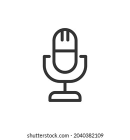 Icono de línea de micrófono premium para aplicación, web y interfaz de usuario. Signo de trazo vectorial aislado en un fondo blanco. Icono de contorno del micrófono en estilo moderno.