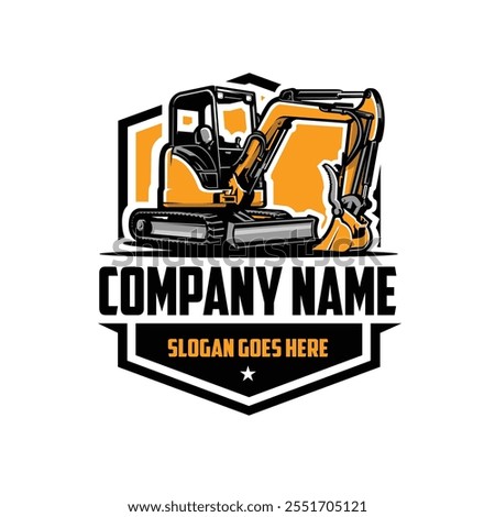 Premium mini excavator logo emblem vector isolated