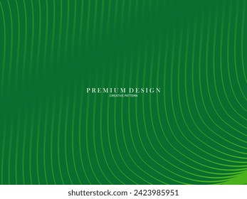 Premium minimal cover design. Cool halftone gradient. Future geometric template. Green wave lines pattern background.	
