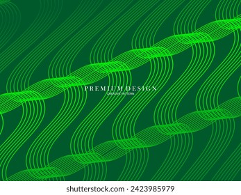 Premium minimales Cover-Design. Cool-Halftone-Farbverlauf. Zukünftige geometrische Vorlage. Grüne Wellenlinien, Musterhintergrund.	