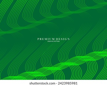 Premium minimal cover design. Cool halftone gradient. Future geometric template. Green wave lines pattern background.	