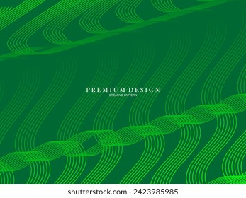 Premium minimal cover design. Cool halftone gradient. Future geometric template. Green wave lines pattern background.	