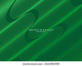 Premium minimal cover design. Cool halftone gradient. Future geometric template. Green wave lines pattern background.	