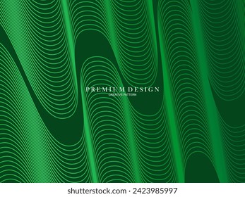 Premium minimal cover design. Cool halftone gradient. Future geometric template. Green wave lines pattern background.	