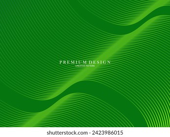 Premium minimal cover design. Cool halftone gradient. Future geometric template. Green wave lines pattern background.	