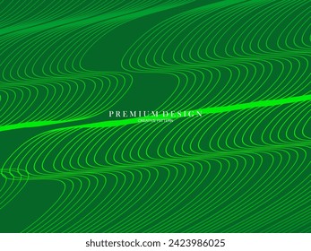 Premium minimal cover design. Cool halftone gradient. Future geometric template. Green wave lines pattern background.	