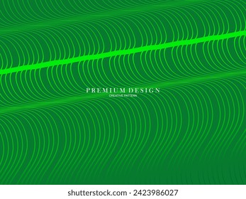 Premium minimal cover design. Cool halftone gradient. Future geometric template. Green wave lines pattern background.	