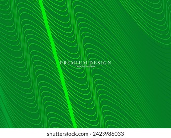 Premium minimal cover design. Cool halftone gradient. Future geometric template. Green wave lines pattern background.	