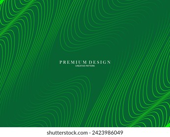 Premium minimal cover design. Cool halftone gradient. Future geometric template. Green wave lines pattern background.	