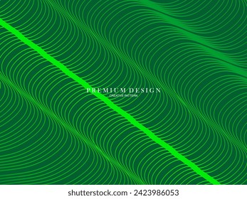 Premium minimal cover design. Cool halftone gradient. Future geometric template. Green wave lines pattern background.	