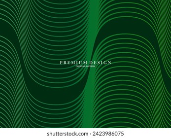 Premium minimal cover design. Cool halftone gradient. Future geometric template. Green wave lines pattern background.	