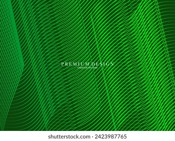 Premium minimal cover design. Cool halftone gradient. Future geometric template. Green wave lines pattern background.	
