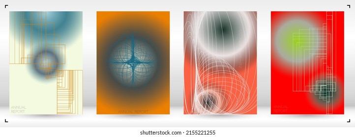 Premium Minimal Geometric Vector Poster Design with Lines and Gradient Colorful Circles. Set of Abstract Backgrounds for Covers, Flyers, Templates, Booklets, Cards, Brochures, Branding, etc.
