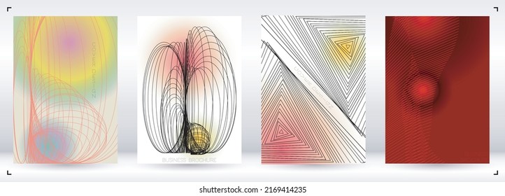 Premium-minimales geometrisches Vektordesign mit Linien und Farbkreisen. Set abstrakter Hintergründe für Umschläge, Flyer, Vorlagen, Broschüren, Karten, Broschüren, Branding usw.